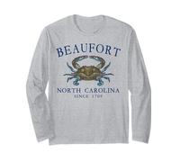 Beaufort Carolina del Norte Cangrejo Azul Desde 1709 Azul Marino Manga Larga