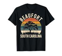 Beaufort South Carolina Retro Sunset - Recuerdo de Viaje Camiseta