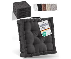 Beauitssu Lote de 4 Cojines de Suelo cojín de Asiento 40x40 cm - Cojín de colchón Grueso 8cm - 100% algodón cojín de Silla de Interior y Exterior Suelo asa de Transporte Antracita - Mila