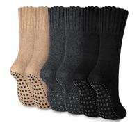 Beaulov 3 pares calcetines de lana de merino para hombre, extragruesos, cálidos, calcetines de invierno con puntos antideslizantes como zapatillas acogedoras y suaves para