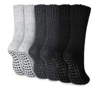 Beaulov 3 pares calcetines de lana de merino para hombre, extragruesos, cálidos, calcetines de invierno con puntos antideslizantes como zapatillas acogedoras y suaves para