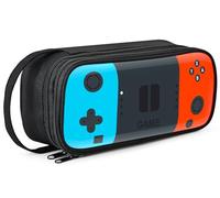 Beaulyn Gamer Pencil Case para niños - Gran capacidad resistente con cremallera, organizador portátil para la escuela y viajes, Naranja y azul, Mochila para niños