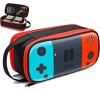 Beaulyn Gamer Pencil Case para niños - Gran capacidad resistente con cremallera, organizador portátil para la escuela y viajes, Orange & Blue Plus, Mochila para niños