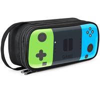 Beaulyn Gamer Pencil Case para niños - Gran capacidad resistente con cremallera, organizador portátil para la escuela y viajes, Verde y azul, Mochila para niños