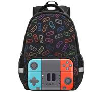 Beaulyn Mochila escolar para niños y niños, mochila escolar de juego para estudiantes de secundaria, mochila de viaje para laptop de 17 pulgadas, Game-teal+orange, One Backpack, Mochila Gamer
