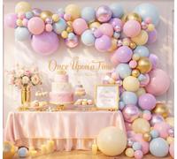 Beaumode Kit de arco de globos de princesa para Once Upon a Time - Libro de cuentos de cumpleaños para niñas, baby shower, decoración de fiesta de cuento de hadas (oro pastel)
