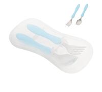 Beaupretty 1 juego Cubiertos de Entrenamiento para Bebés y Cuchara Utensilios Inoxidable para Incluye Caja de Almacenamiento Diseño Ergonómico y Superficie Suave para Comer Azul