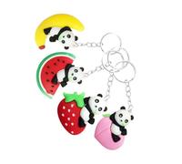 Beaupretty 1 Juego Keychain De Fruta Llavero De Peluche Juguete Panda Muñeca Felpa Suave Completado Cosa Animales Pequeño Colgante Adorable Keychains Panda Relleno Aleación De Zinc 4 Piezas