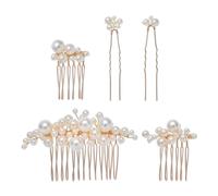 Beaupretty 1 juego Peine de Perlas para Novias Set de Elegante Accesorio de Cabello con Horquillas y Peines Laterales para Bodas y Fiestas
