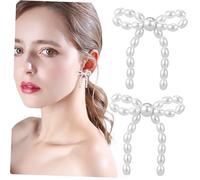 Beaupretty 1 Par Decoración De Orejas De Arco De Perla Pendientes Para Mujeres Pendientes De Lazo Delicados Joyas De Niña Aretes Con Lazo Borla Pendientes Llamativos Perlas De Imitación