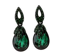 Beaupretty 1 par Pendientes de Agua Caída de Vintage para Mujer Aretes de Rhinestone para Bodas y Joyería Elegante Verde