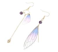 Beaupretty 1 Par Pendientes de ala de cigarra de imitación Boda aretes colgantes con alas pequeño nupcial paseo Pendientes para mujeres pendientes de earrings el plastico Púrpura