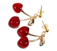 Beaupretty 1 par Pendientes de Cereza para Mujer Aretes de Diseño Creativo y Joyería de Verano Pendientes Colgantes para y