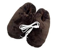 Beaupretty 1 Par zapatos electricos calentadores de pies para los pies zapatillas calentadas más cálido zapatos de invierno botas calentadas Zapatos de calefacción eléctricos Felpa Marrón