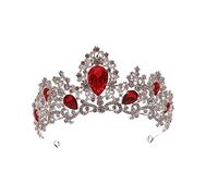 Beaupretty 1 Pc Tiara Del Desfile De Bodas Decoración De Boda Accesorios Para El Cabello De Novia Tocado De Fiesta Tocados De Novia Princesa Reina Tiara Diadema De Boda Rojo Metal
