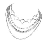 Beaupretty 1 Pieza Collar con recorte de corazón multi collar de mujeres joyas de corazón en capas Cadena de clavícula joyas de cuello de varias capas cadena de cuello de mujer aleación Plata