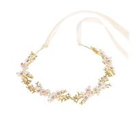 Beaupretty 1 Pieza diadema de flores dama de honor cabello Boda Accesorios de ropa de cabeza nupcial tocados de novia decoración fiesta sombreros de guirnalda tocado de novia aleación Golden