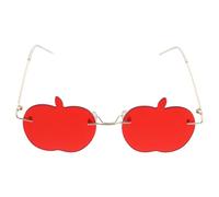 Beaupretty 1 Pieza Gafas de sol sin marco de manzana conformado gafas sin borde Gafas de sol de fiesta gafas de sol para foto gafas de fiesta de la novedad ordenador personal rojo