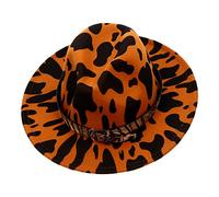 Beaupretty 1 Sombrero De Copa Con Estampado De Leopardo Para Mujer Sombrero Fedora Plano Para Cosplay Sombrero De Fiesta Sombrero De Jazz Sombrero De Actuación Sombrero De Decoración De