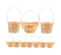 Beaupretty 10 Piezas Cesta Pequeña De Ratán Mini Canastas para Favores Mini Cesta De Almacenamiento De Casa De Muñecas para Manualidades De Almacenamiento Beige Bambú