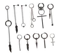 Beaupretty 11piezas Pendientes de Clip Personalizados de Acero Inoxidable Bisagra Pendientes Negros para Hombre y Mujer para Uso Diario y Ocasiones Especiales