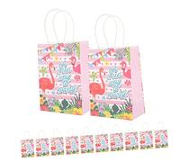 Beaupretty 12 Bolsas de Papel Obsequio Diseño de Flamencos para Fiesta Verano, Adecuado para Cumpleaños Infantil y Artículos para Fiestas Tropicales Hawaianas