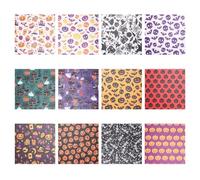 Beaupretty 12 Hojas Tela Cuadrada de Halloween para Patchwork y Bricolaje, 80% Poliéster y 20% Algodón, Ideal para Manualidades y Ambientación Temática de Halloween