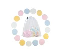 Beaupretty 16 piezas Discos Desmaquillantes Reutilizables de Algodón con Bolsa de Lavandería Pad Facial de Doble Capa para Remover Maquillaje Azul Rosa y Amarillo