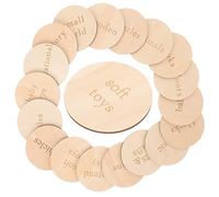 Beaupretty 18piezas Etiquetas para Cajas de Juguetes de Madera Redondas Discos Decorativos Circulares Organizadores Hogar Etiquetas Circulares para Almacenamiento de Juguetes