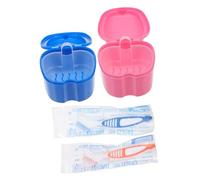 Beaupretty 1Juego Conjunto de Caja de Plástica con Cepillo de Limpieza Estuche Portátil para Dentaduras Postizas Incluye Cajas Cepillos y Material