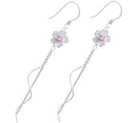 Beaupretty 1par Pendientes Largos De Borlas De Flor De Cerezo Cristales Aretes De Moda Para Verano Fiesta y Bodas