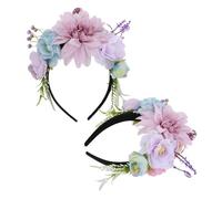 Beaupretty 2 Diademas De Flores Falsas Para Boda Tocado Floral Para Mujer Floral Para Boda Para El Cabello De Flores Para Dama De Honor Lavanda Plástico