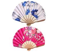 Beaupretty 2 piezas Abanicos Plegables Japoneses Diseño Único Ornamental Pequeño Regalo para Mujeres Colores Rosa y Cian Estilo Tradicional Decoración Duradera para Hogar y Eventos