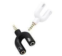Beaupretty 2 Piezas Adaptador Divisor de Auriculares y Convertidor de Audio Hembra Dual de 3,5mm, PVC, Blanco, Compacto, para Auriculares y Micrófono, Portátil, para Superar la Limitación
