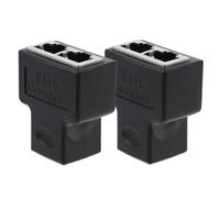 Beaupretty 2 Piezas Adaptador Divisor Rj45 para Cable Ethernet 1 a 2 Puertos Carcasa de Plástico Negro, Adecuado para Uso en Oficina y Hogar
