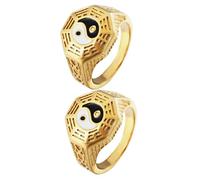 Beaupretty 2 Piezas Anillo de Inoxidable Bagua para Hombres Decoración de Dedo Accesorio para Cumpleaños