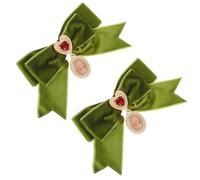 Beaupretty 2 Piezas Broches de Lazo de Terciopelo Vintage para Mujer Corbatas de Disfraz Preanudadas con Adorno de Corazón Accesorios para Fiesta y Navidad Color Oliva