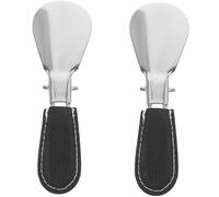 Beaupretty 2 piezas Calzador Metálico Plegable Inoxidable para Viaje con Funda de PU para Botines y