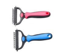 Beaupretty 2 Piezas Cepillo para Mascotas Doble Cara Grande Peine Deslanador y Desenredador para Gatos Perros y Cachorros Herramienta de Aseo Suave para Eliminar y Pelo Muerto Diseño Duradero