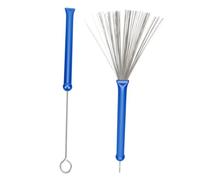 Beaupretty 2 piezas Cepillos de Tambor Jazz de Alambre de Acero Inoxidable Retráctiles Duraderos para Bateristas Principiantes y Bandas Juveniles con Gancho para Colgar de Azul