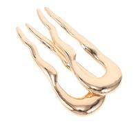 Beaupretty 2 Piezas clip francés pasadores de pelo francés palo de pelo japonés horquilla de pelo barra de pelo en forma de u alfileres alfiler Aleación de zinc Golden