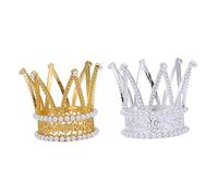 Beaupretty 2 piezas Crown para Niñas de de Coronas de Perlas Doradas y Plateadas Adornos Delicados para Tartas de Cumpleaños y Bodas Decoración Creativa para Pastel Infantil