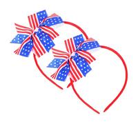 Beaupretty 2 Piezas Diadema de bandera americana banda patriótica para el cabello accesorios para el cabello para niñas tocado del día de la independencia tela