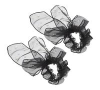 Beaupretty 2 Piezas Diadema de malla con lazo Suave cinta cabello scrunchy coleteros organdí bollo goma soga banda diademas para el pelo mujer arco largo bucle Black