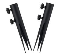 Beaupretty 2 Piezas Estacas Metálicas Suelo, Soporte de Bandera de Jardín | Hierro Negro Base Ensanchada, Instalación Profunda y Recubrimiento Industrial, para Antorchas y Ganchos