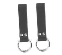 Beaupretty 2 Piezas Falda de cuero plisado cinturon mujer titular de la llave del cinturón de trabajo guardián de llaves para hombres llavero rústico Aleación de zinc Black