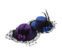 Beaupretty 2 piezas Fascinador Mini Sombrero Copa Vintage con Lazo y Pluma Clips para Pelo Mujer y Niña Accesorios Elegantes para Bodas y Fiestas de y Azul