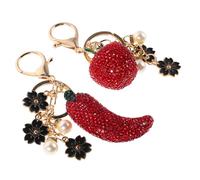 Beaupretty 2 Piezas Fruit Key Holder Durable Clay Chili Pepper Apple Keychain Charms Lightweight Decorative Pendant For Bags Home Office Accessories