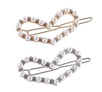 Beaupretty 2 Piezas horquilla de amor hair topper horquillas pinza de pelo hueca pasador en forma de corazón clips de pelo de perlas horquilla de perlas de diamantes de imitación aleación