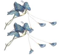 Beaupretty 2 Piezas Horquilla De Doble De Metal Estilo Chino Pinzas Cabello Para Mujer Borlas Accesorios Cabello Forma De